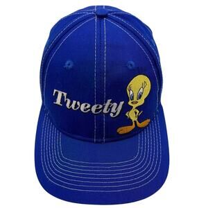 1998 Looney Tunes Tweety Bird Strapback Hat Blue Embroidered Vintage Cap
